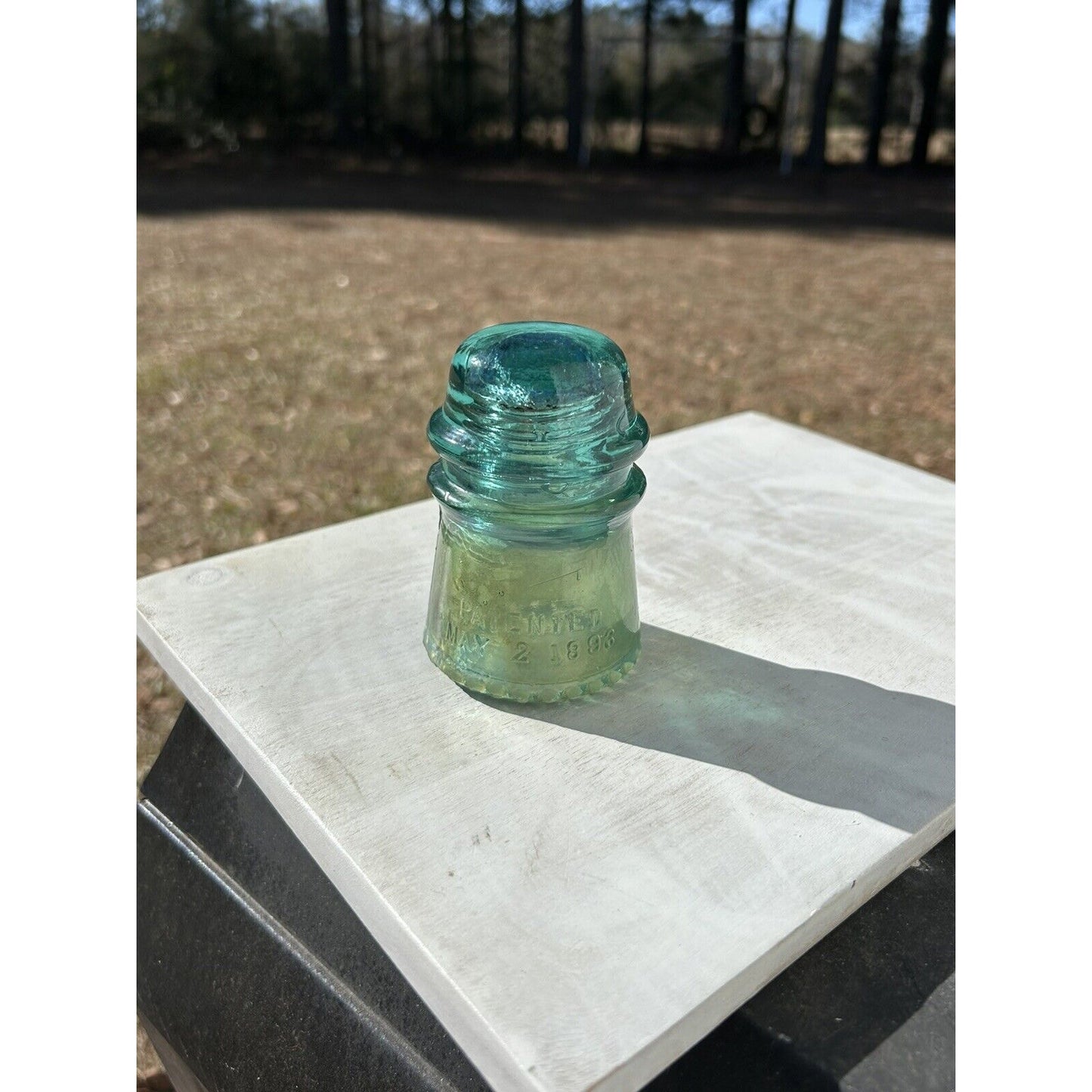 Antique Hemingray No. 9 Aqua Glass Insulator — Patent May 2 1893 — Embossed
