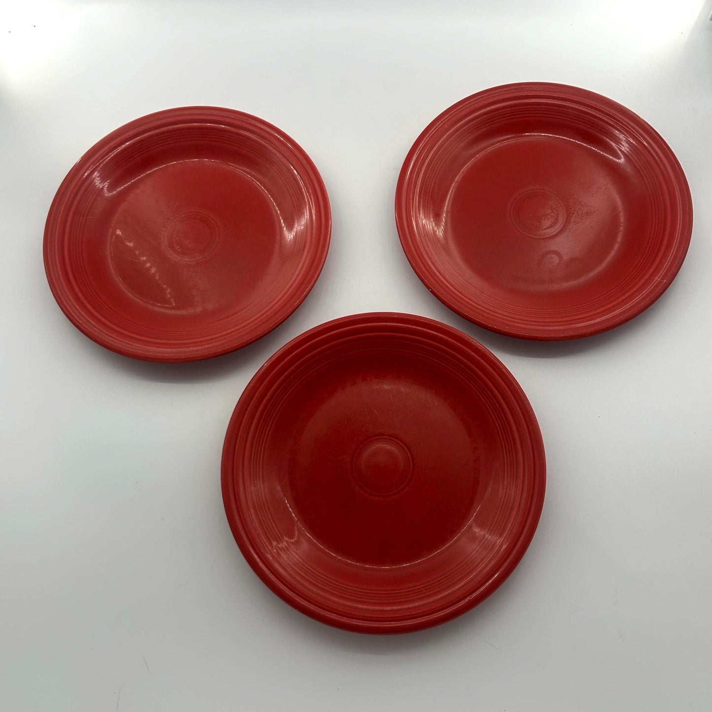 Vintage Red Fiestaware Plates Set of 3 | Homer Laughlin Fiesta Red Dinner Plates
