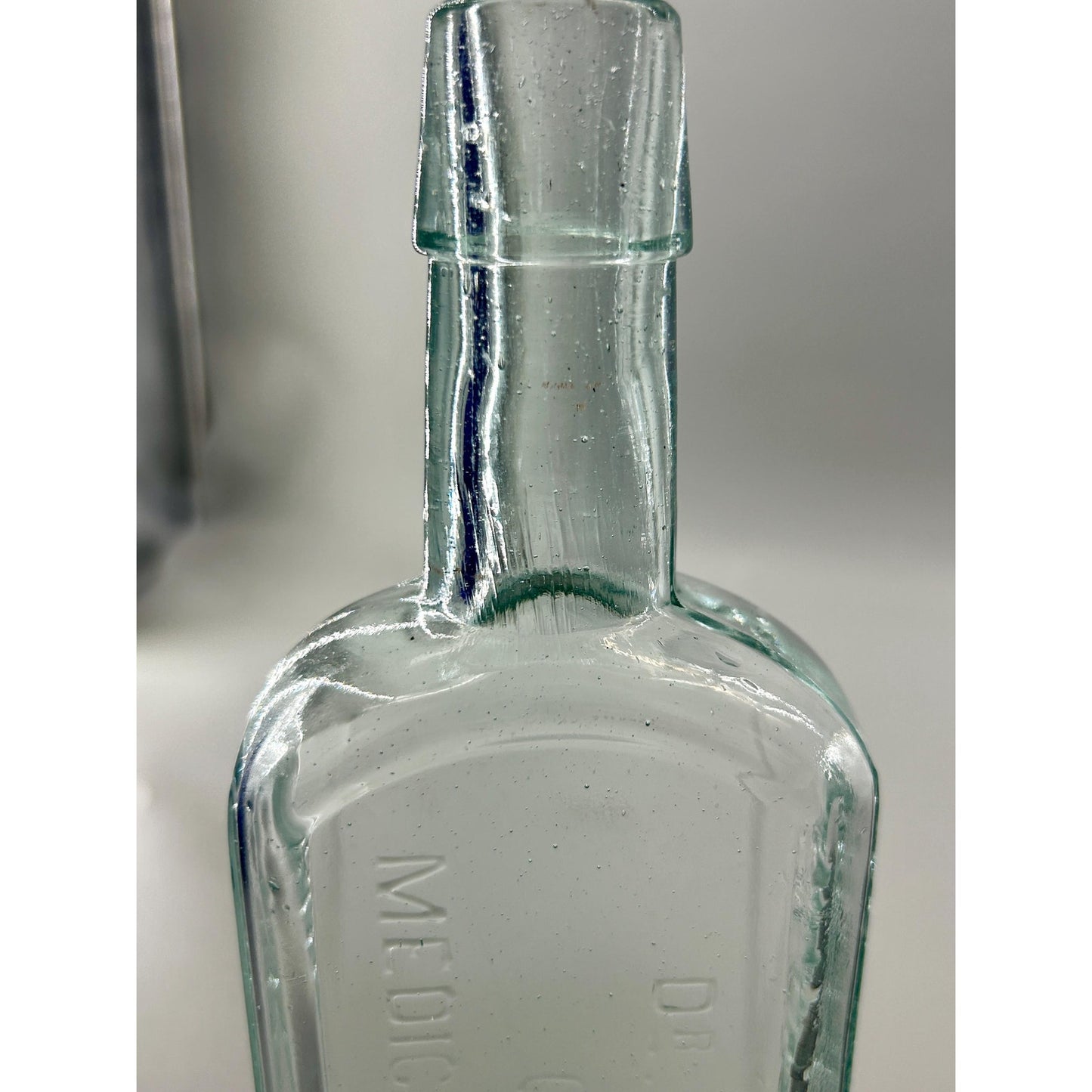 Antique Dr Pierce Golden Medical Discovery Applied Top Aqua Hand Blown Patent Medicine Bottle Buffalo NY 1880s Seed Bubbles