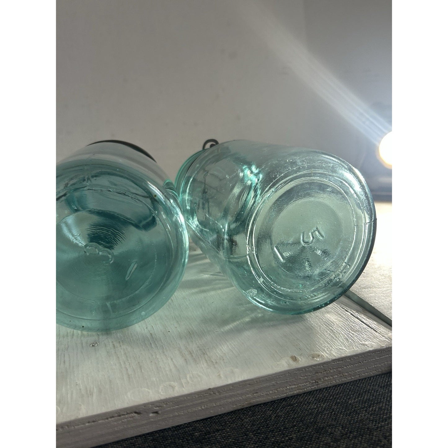 Lot of 3 Ball Ideal Blue Wire Bail Mason Jars Pat’d 1908 Vintage Quart Set. RARE