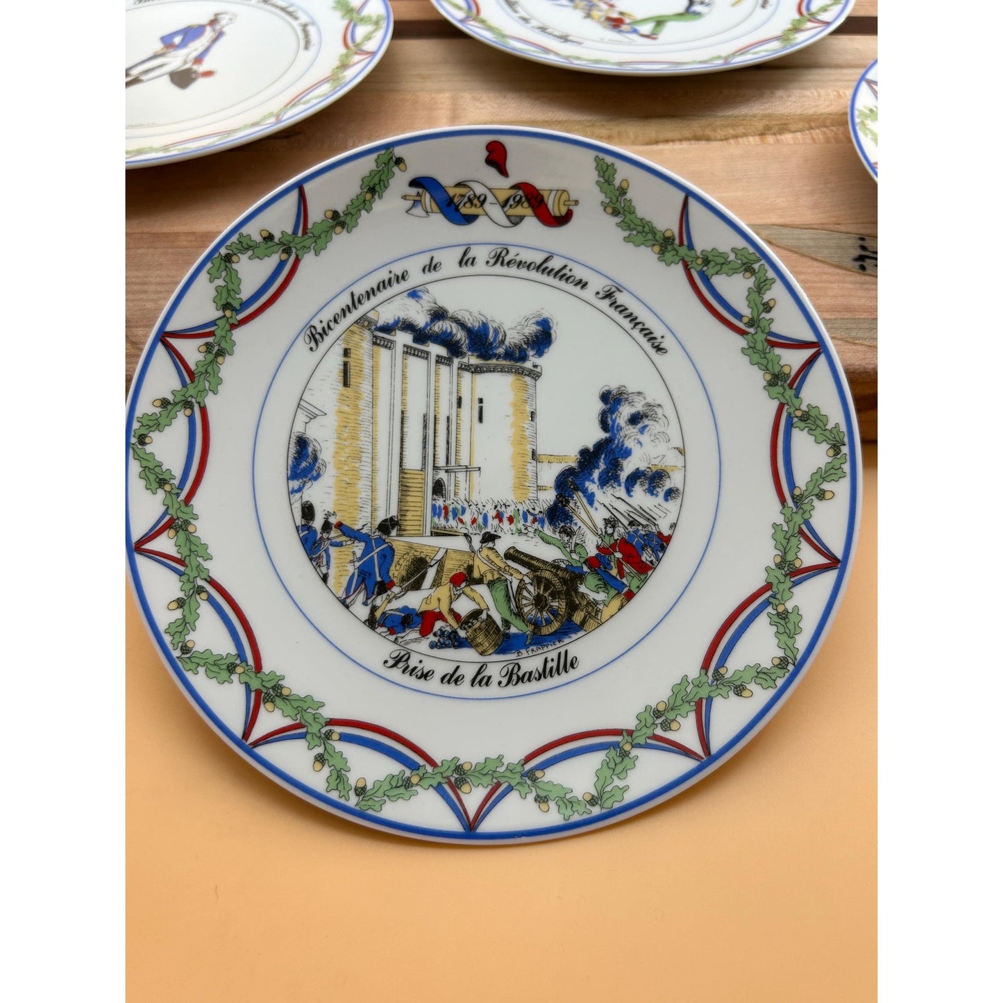 French Revolution Bicentennial Plate Set • Apilco France Porcelain • Bastille Lafayette Estates General • 1989 Wall Decor
