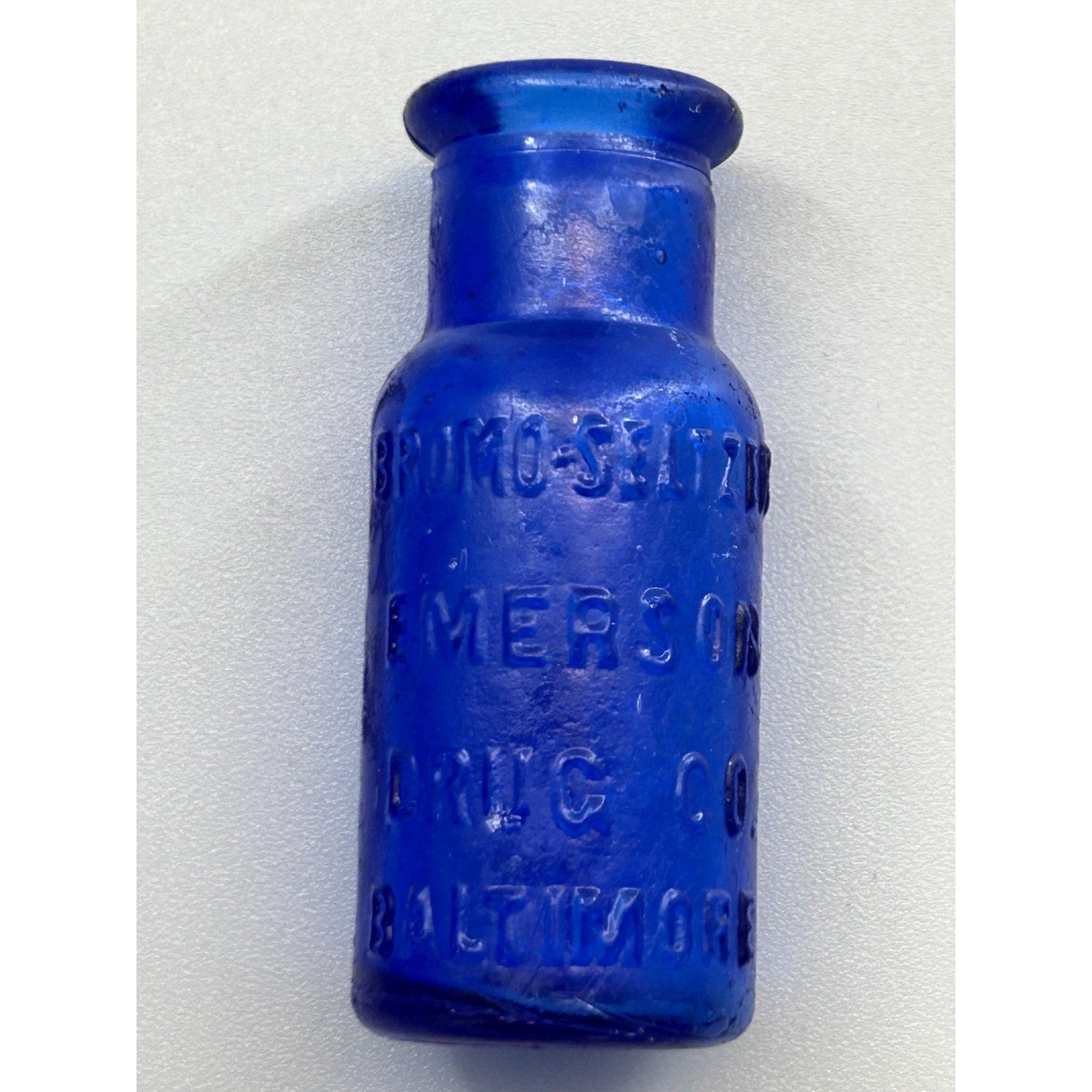 Antique Bromo-Seltzer cobalt blue medicine bottle, Emerson Drug Co Baltimore - additional view
