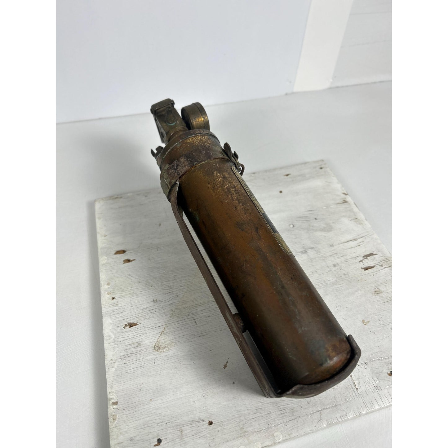 Rare STOP-FIRE Military Aircraft Fire Extinguisher WWII Era Preserved Original Brass Aviation Artifact