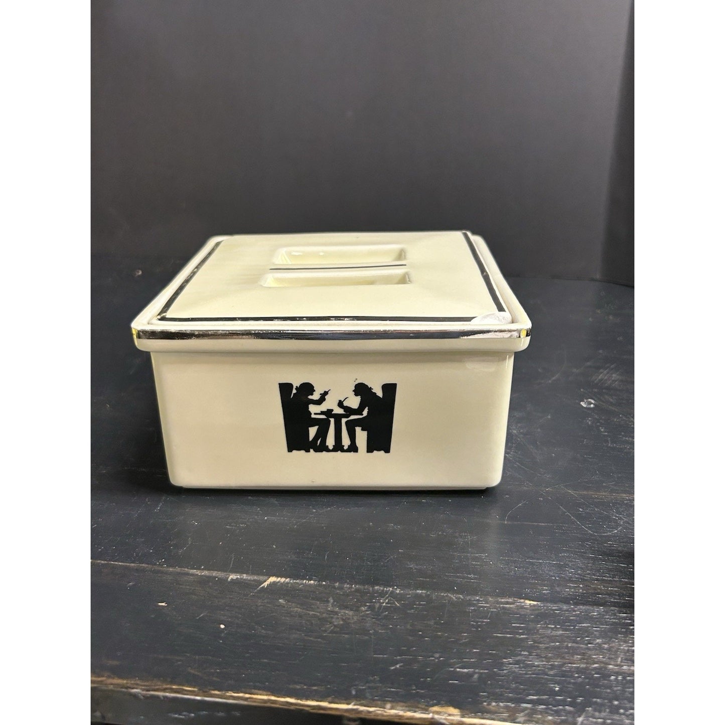 Vintage Hall's Covered Refrigerator Dish Silhouette Deco USA 1940s Mid Century