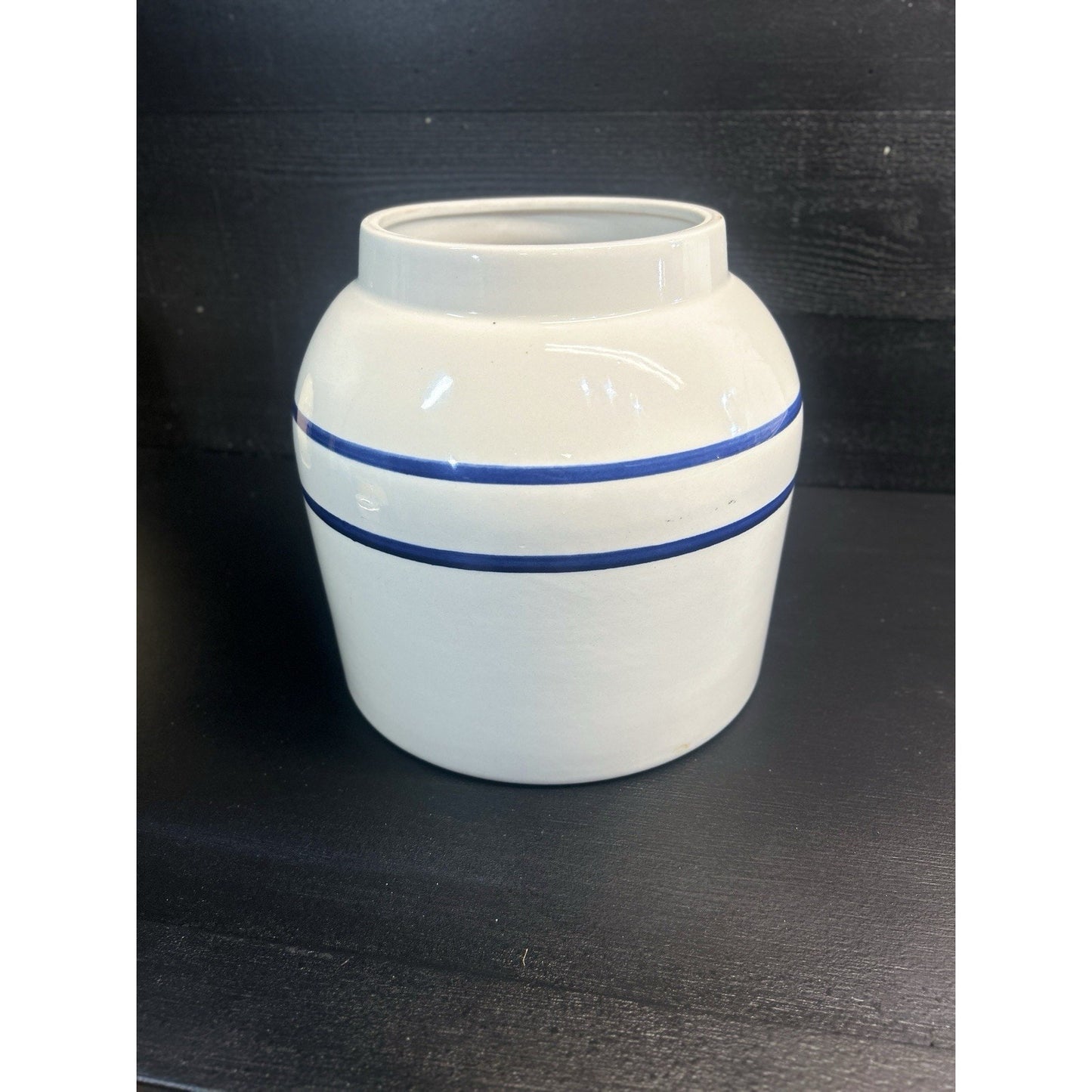 Vintage SpringWell Stoneware Water Crock Dispenser Atlanta GA Blue Stripe 2 Gal