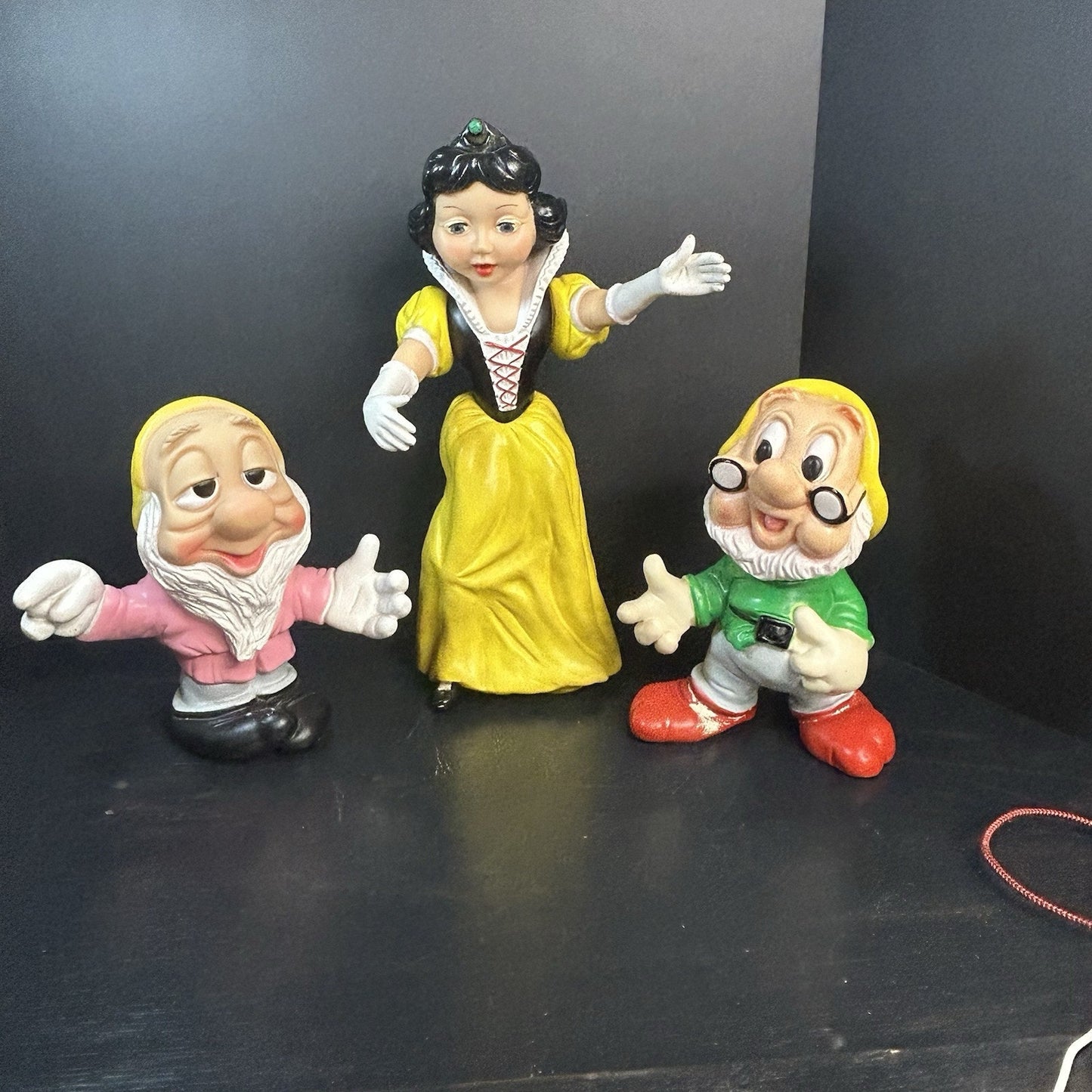Vintage Snow White and the Seven Dwarfs 3 Disney Large Rubber Toy Squeak Italy 1963