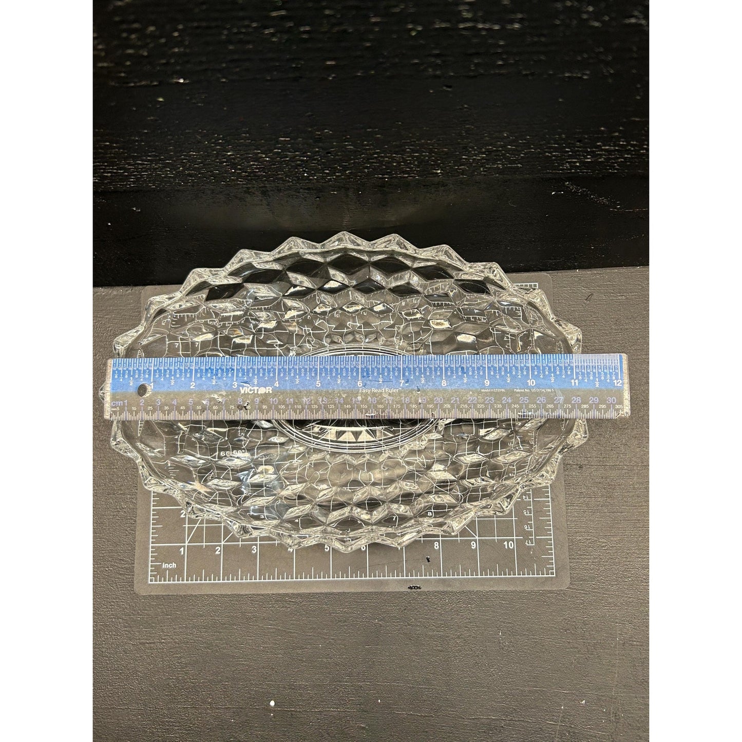 Vintage Fostoria American Clear Glass Oval Serving Bowl • Pressed Glass Cube Pattern • 9” Fruit or Salad Bowl • Elegant Tableware. Brilliant