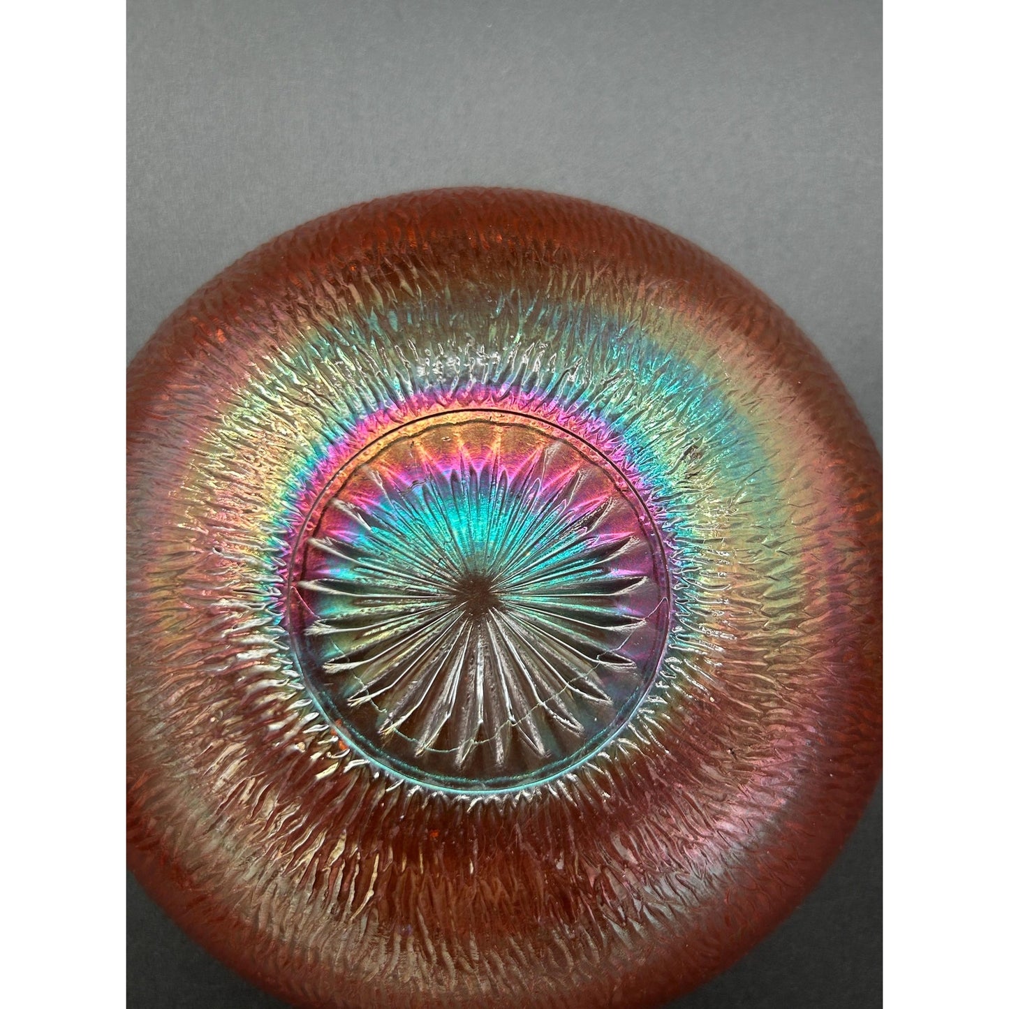 Vintage Antique Carnival Glass Bowl | Amber Marigold Iridescent Bowl | 1920s Pressed Glass