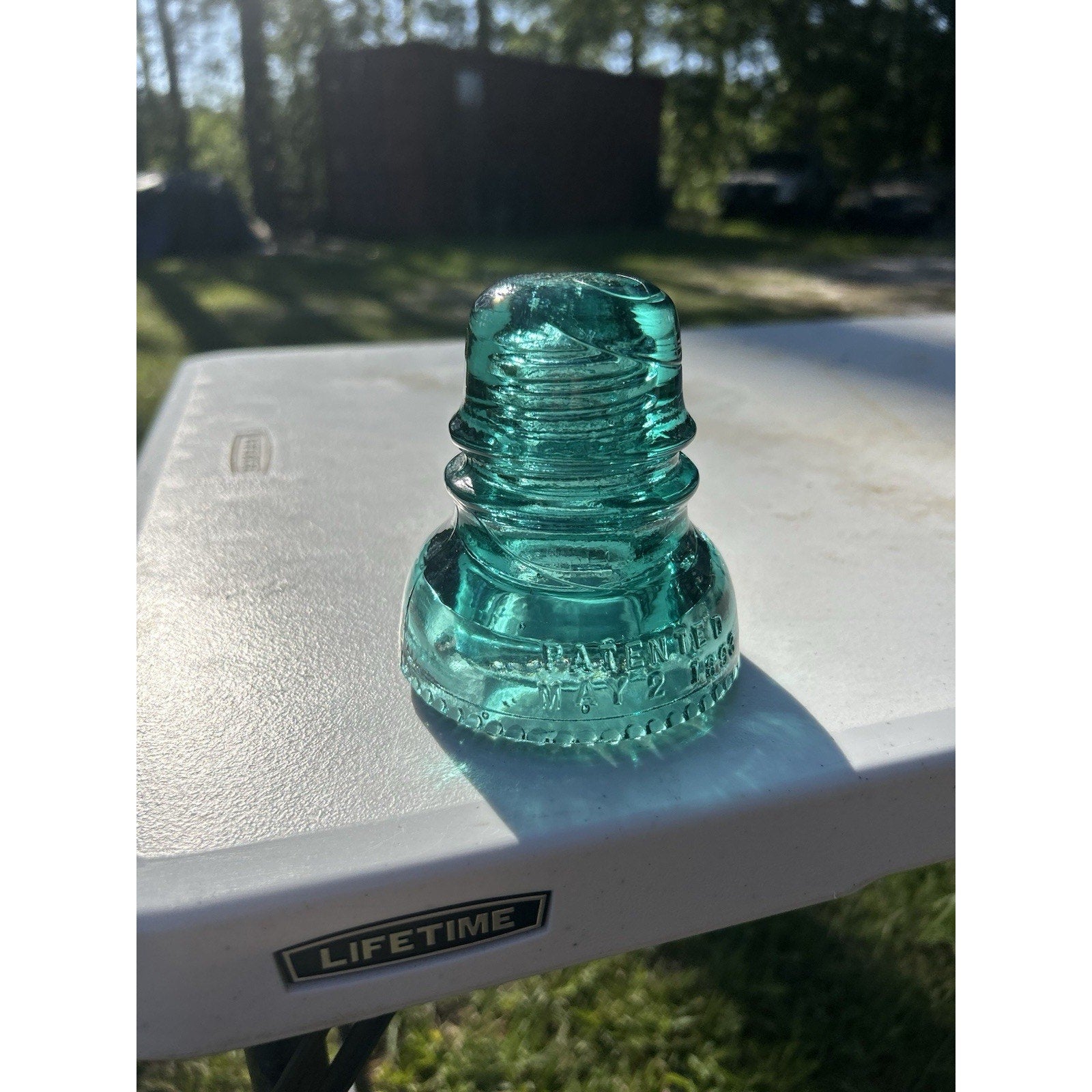 Stunning Hemingray petticoat 1893 aqua insulator back view