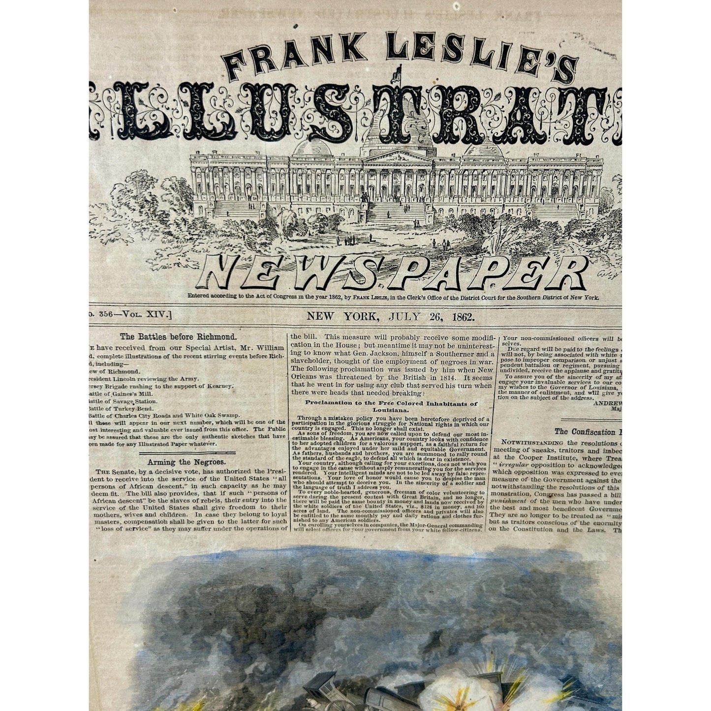 Antique Civil War 1862 Frank Leslie’s Newspaper Antietam Ironclad Original Covers Set of 3 Authentic Naval Battle Engraving Illustrated News