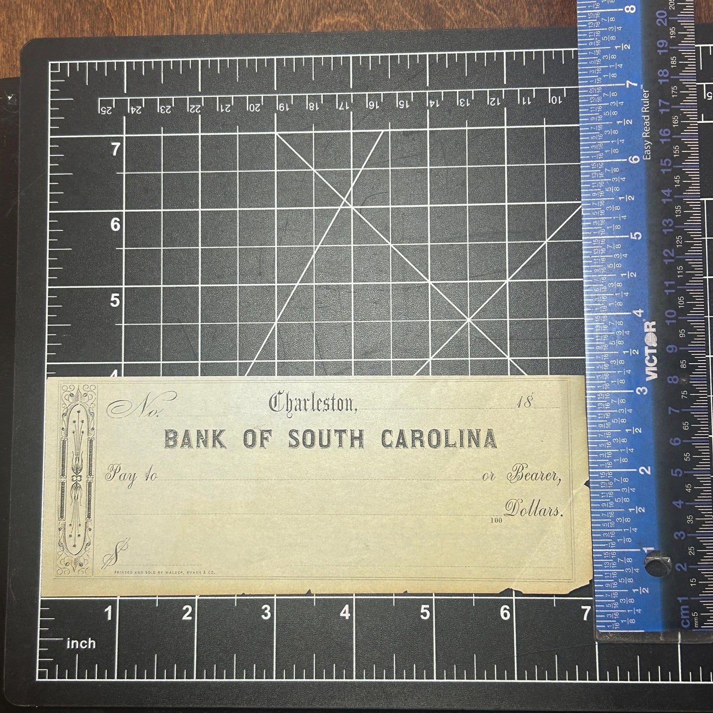 Antique Bank of South Carolina Check Charleston SC | 1800s Blank Bank Note Form | Southern Ephemera Paper Collectible. Very rare civil war!
