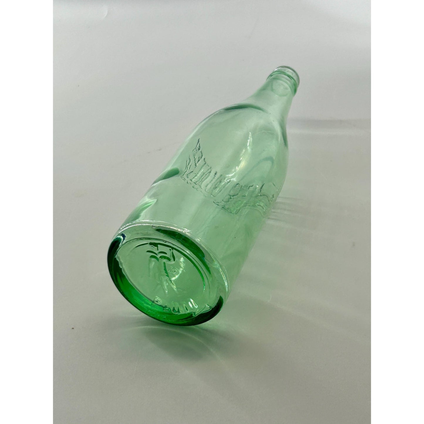 Antique Pluto Water Bottle America’s Physic Devil Logo Base Embossed Aqua Green Mineral Water c1920s