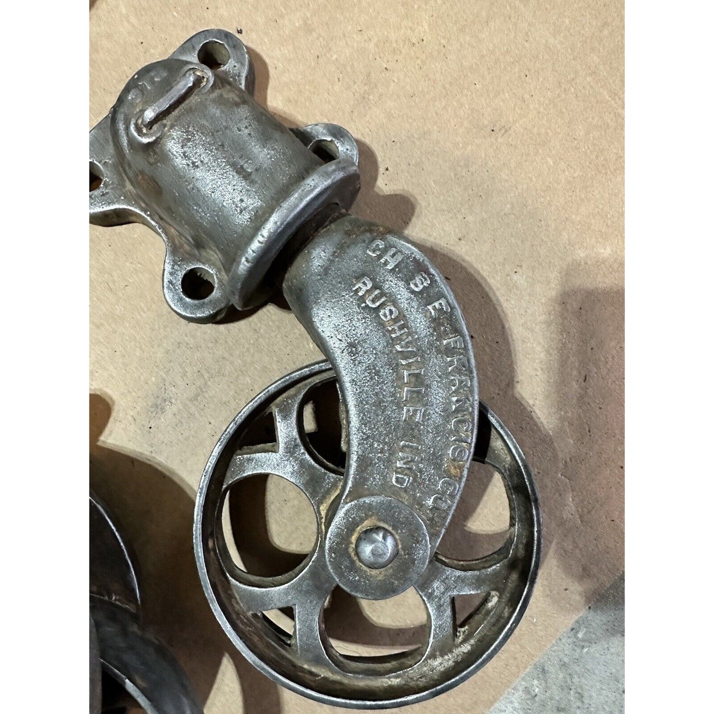 Antique Chas. E. Francis Factory Cart Hardware Set — Complete Cast Iron Wheels, Casters & Brackets