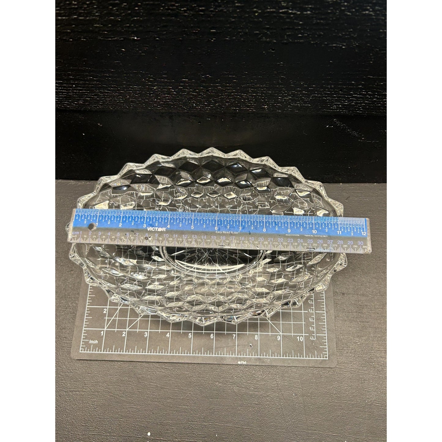 Vintage Fostoria American Clear Glass Oval Serving Bowl • Pressed Glass Cube Pattern • 9” Fruit or Salad Bowl • Elegant Tableware. Brilliant