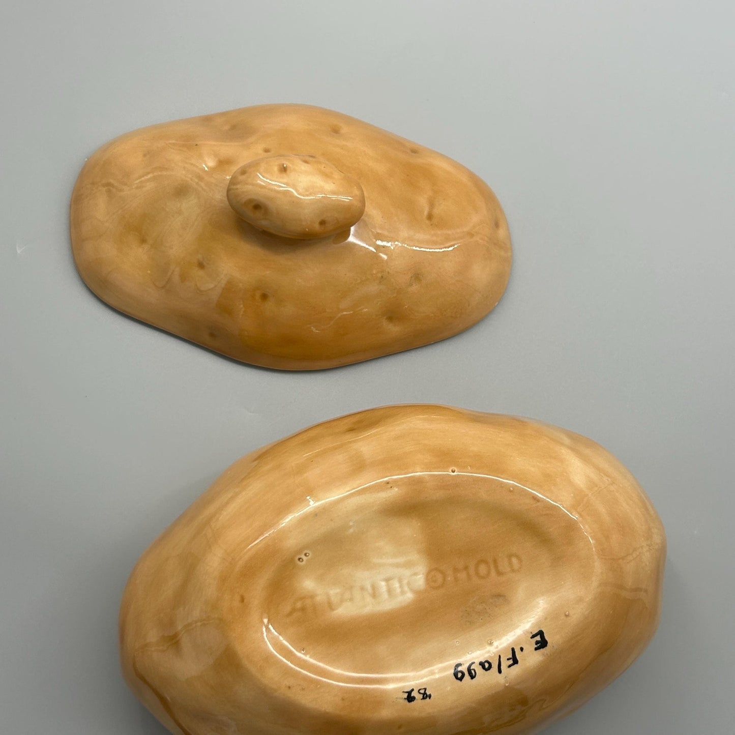 Atlantic Mold Potato Form Covered Dish • Novelty Lidded Potato Container • Studio Pottery Sculptural Ceramic • Signed 1981
