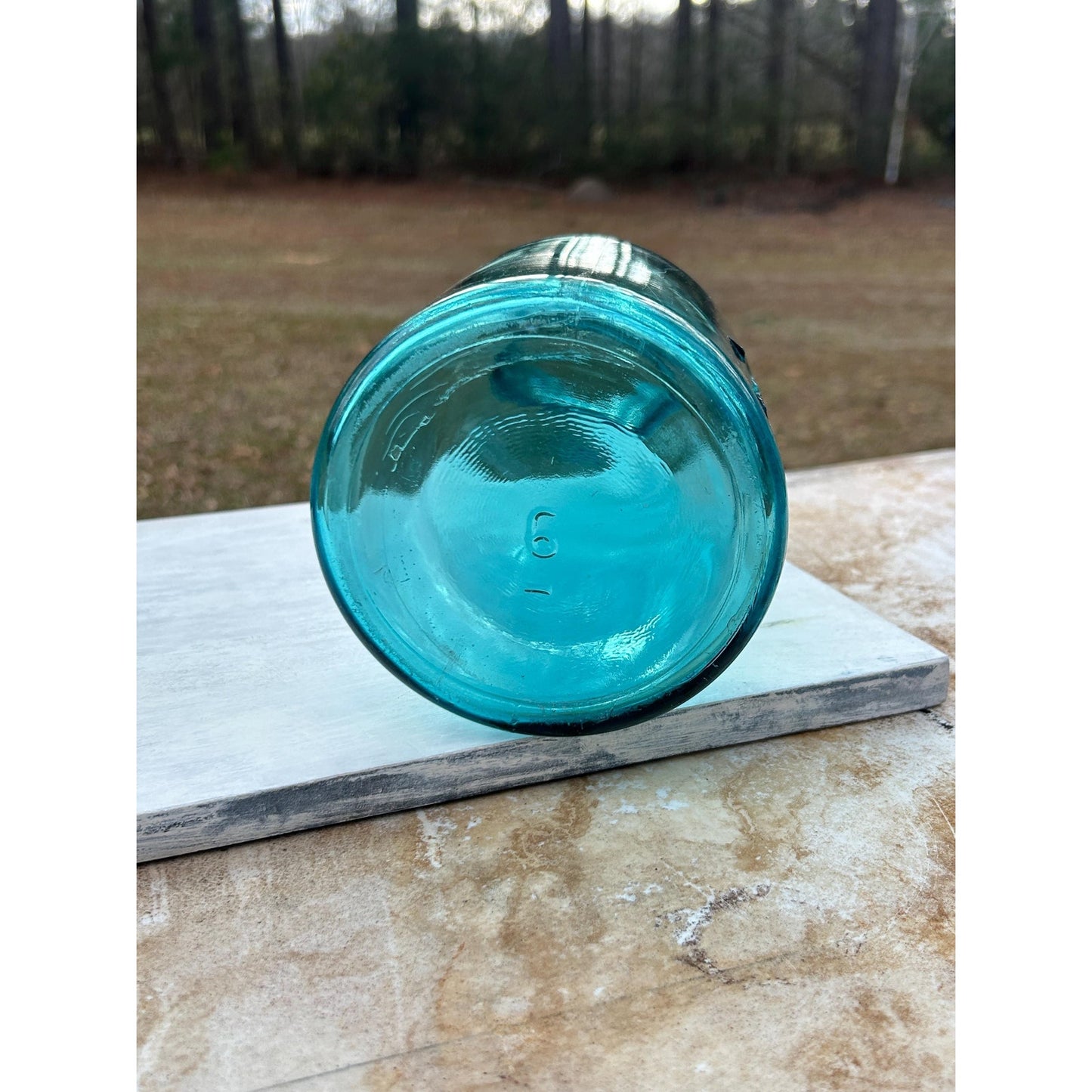 Ball Ideal Aqua Glass Mason Jar w/ Wire Bail Rustic Farmhouse Decor