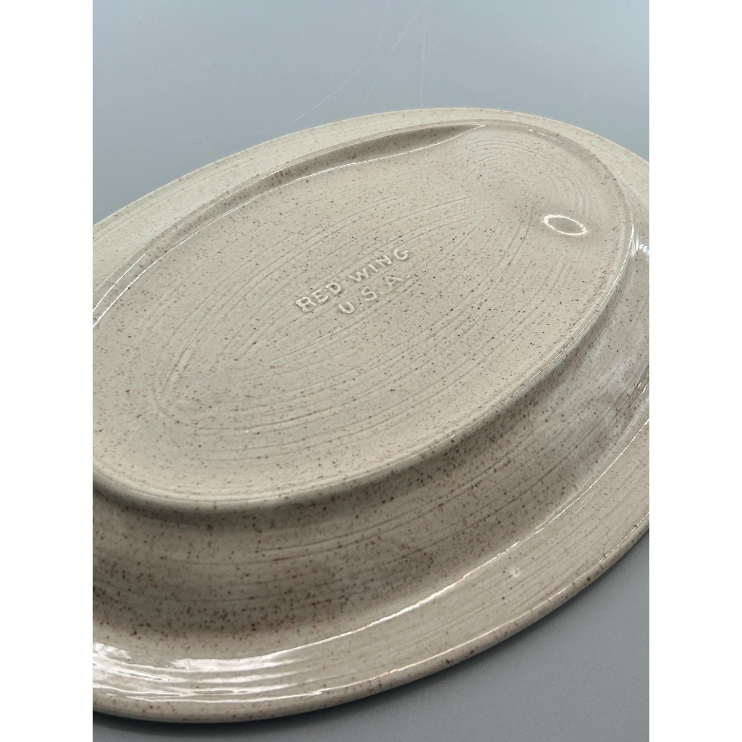 Vintage Red Wing USA Fish Platter Stoneware Fish Bone Serving Plate Speckled Mid Century Kitchen Seafood Dish 12 Inch Farmhouse