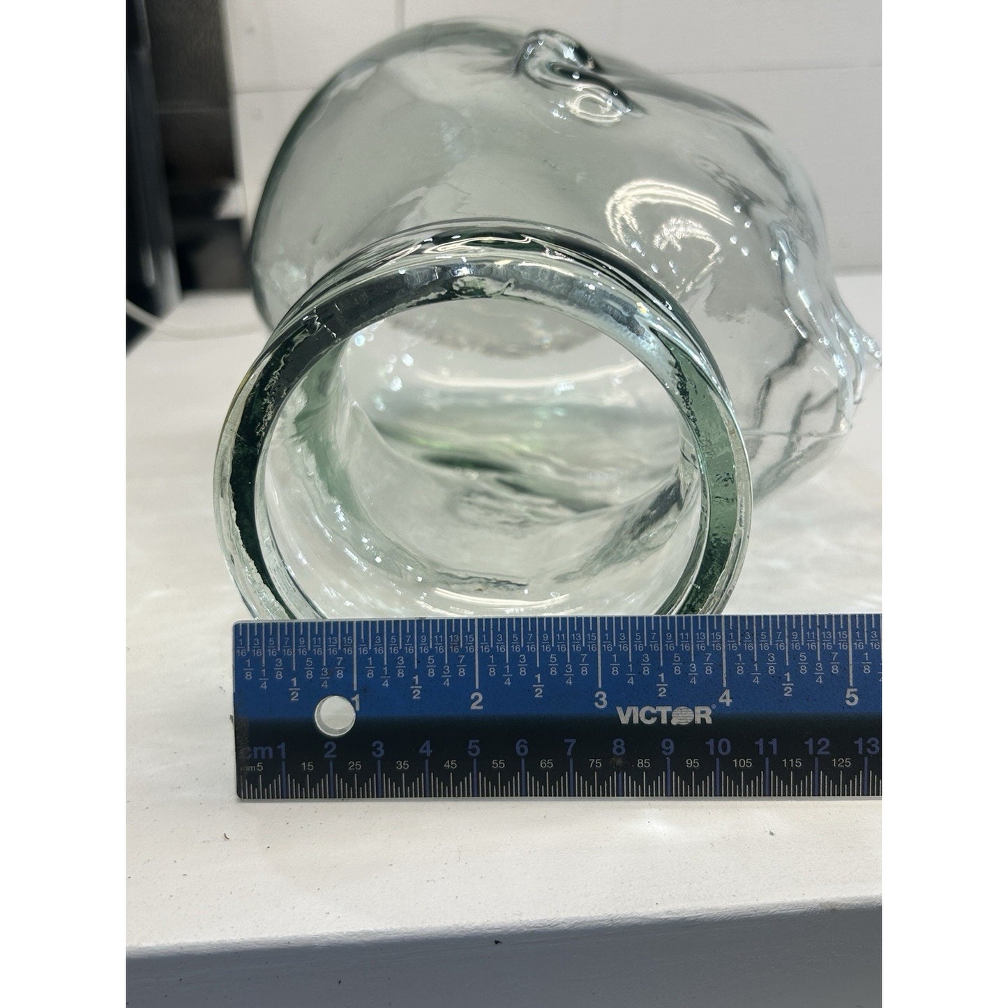 Vintage Glass Mannequin Head Clear with Green Tint & Bubbles Store Display 11.5”