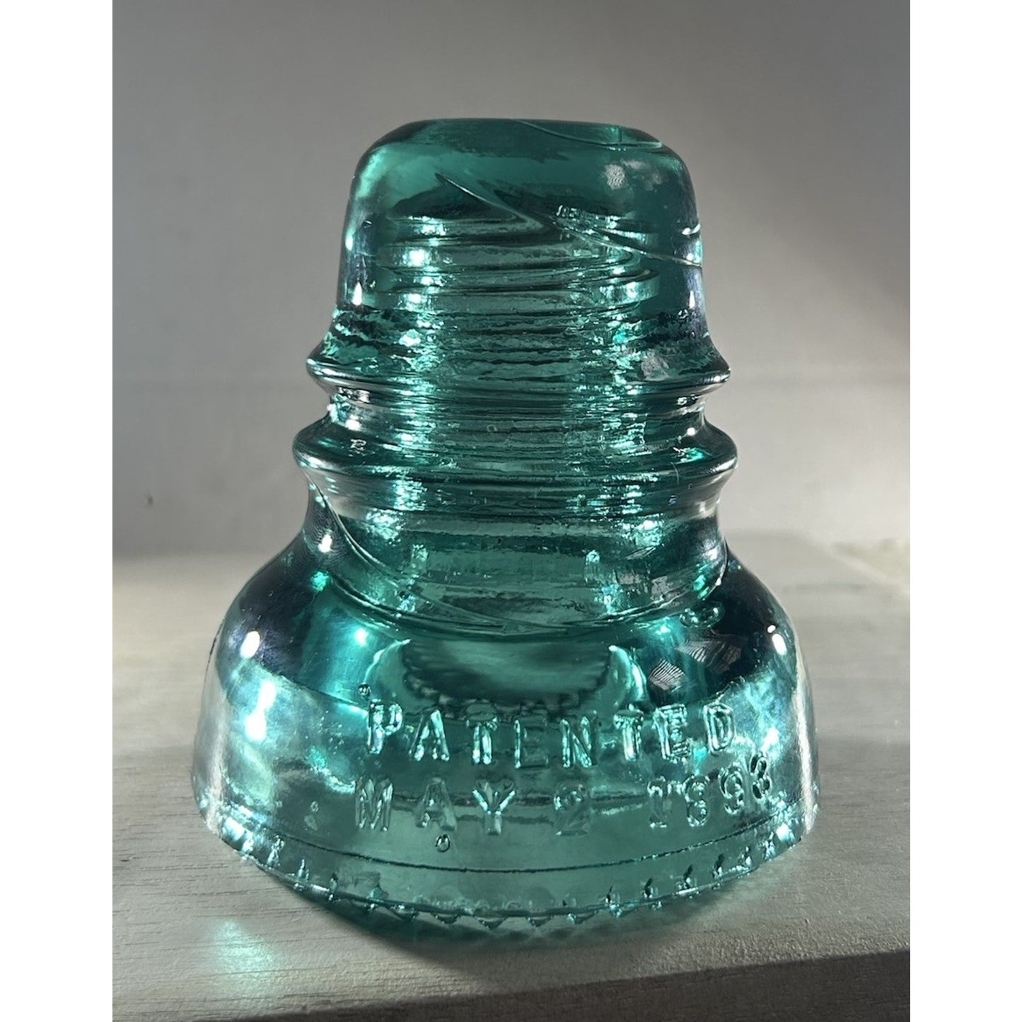 Hemingray 40 Insulator CD 152 Aqua – PATENTED MAY 2 1893 – Vintage Glass. WOW!