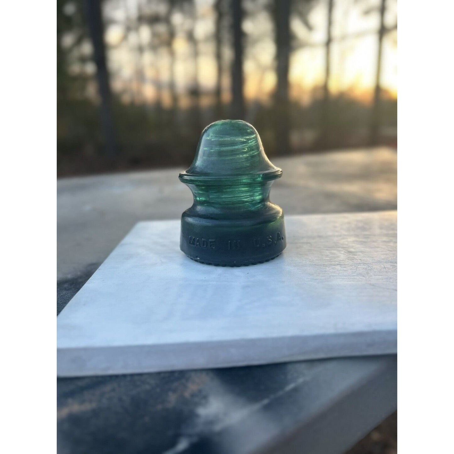 Vintage Hemingray dark green insulator threading inner skirt