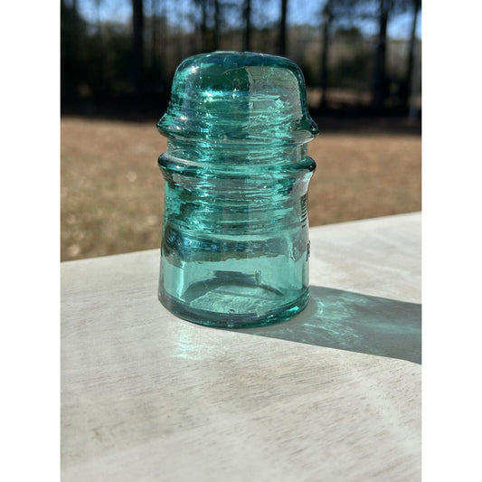 Gorgeous MCM Vintage Aqua Blue Glass Insulator AM TEL and TEL CO