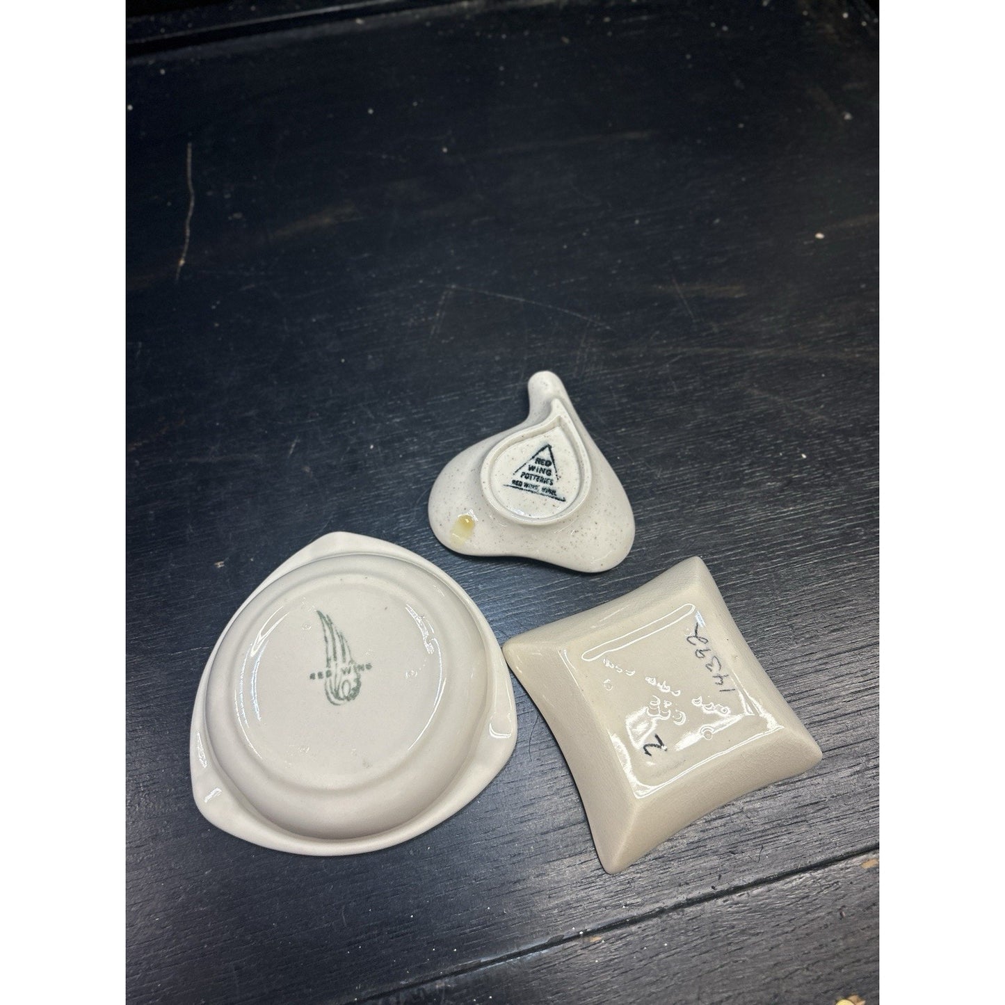 Vintage Red Wing Pottery Lot of 3 Mid Century Modern Ashtray Trinket Dishes