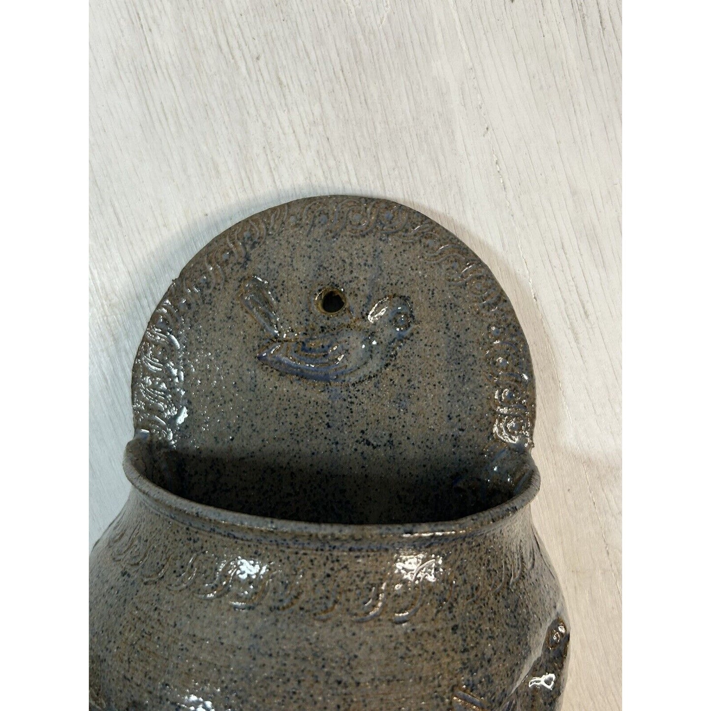 Vintage Signed "PEA" Folk Art Wall Planter — Second Example — Mid-Century Mexican Art Deco Pottery