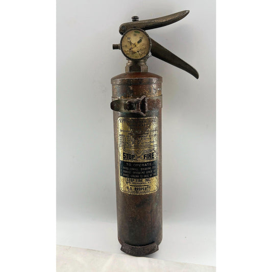 WWII Aircraft Fire Extinguisher STOP - Fire Brass Military Aviation Artifact Original WWII Airplane Fire Suppressor. Very rare find!