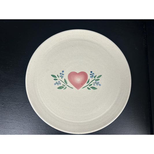 Vintage Stoneware Heart Plate – Country Folk Art Berry Design – Farmhouse Kitchen Decor – Primitive Cottagecore Dinner Plate 11 Inch Rustic