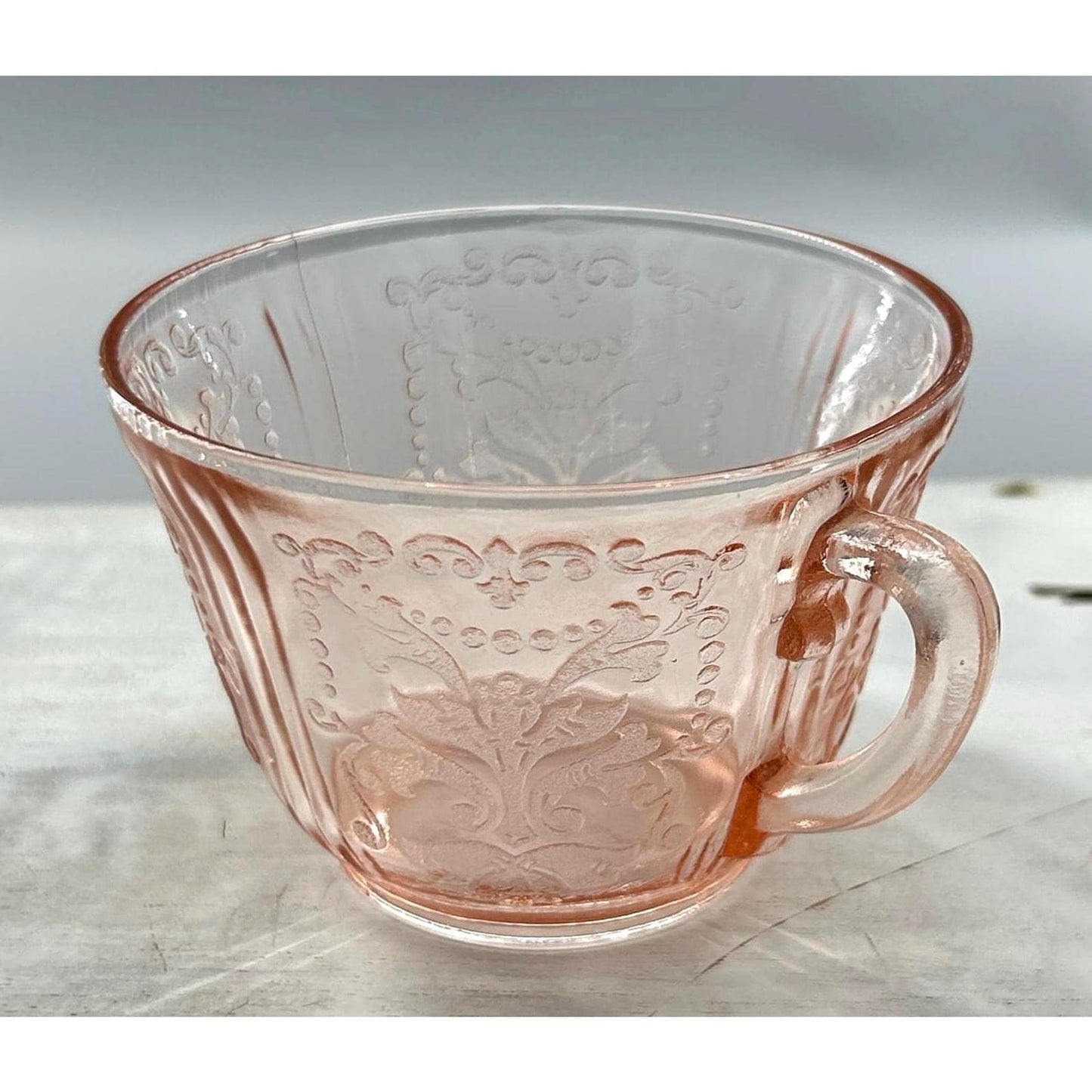 Federal Glass Madrid Pink Depression Glass Sugar & Creamer Set | 1930s Vintage Etched Tableware