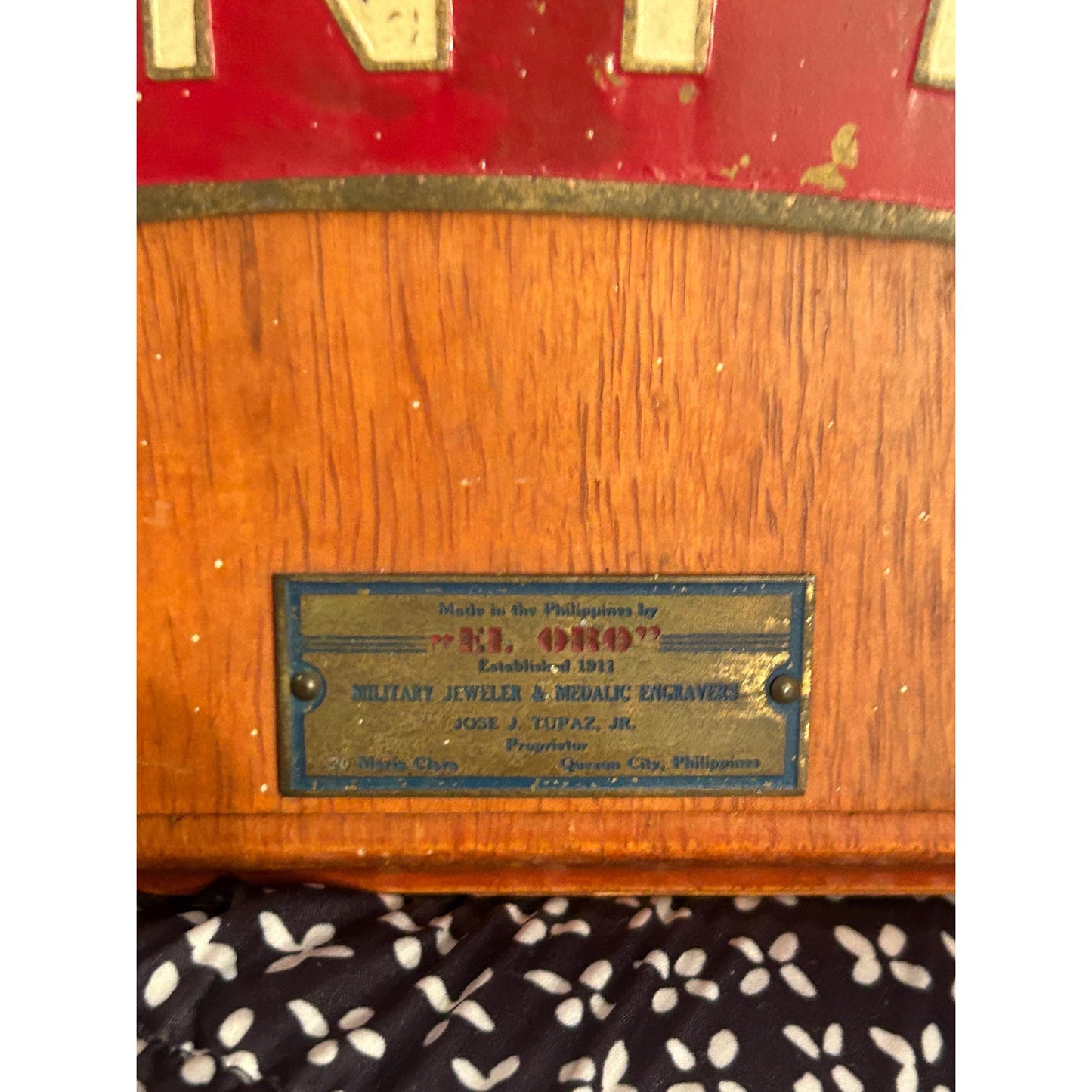 Philippine Nenita Unit Skull & Crossbones Plaque El Oro Military Jeweler Manila Cold War Era Cast Metal. 7th Battalion Combat Team