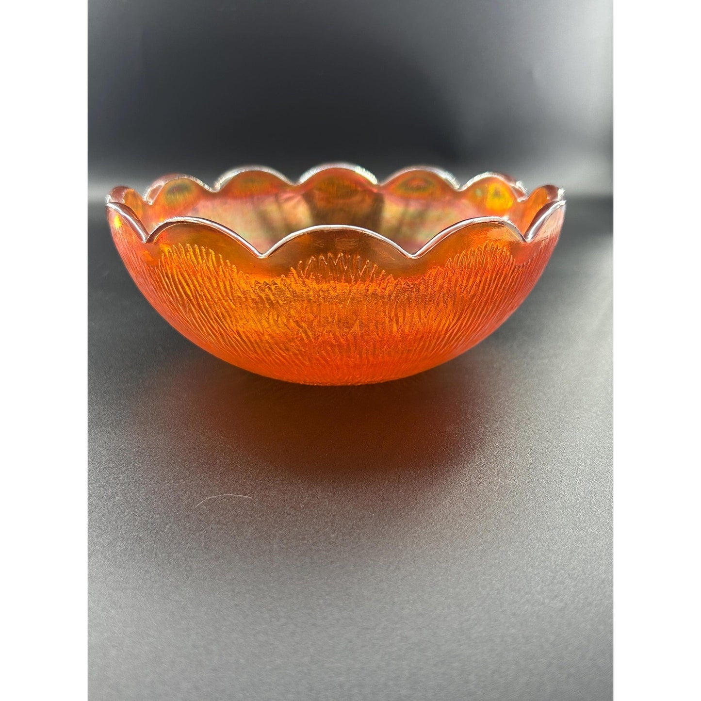 Vintage Antique Carnival Glass Bowl | Amber Marigold Iridescent Bowl | 1920s Pressed Glass