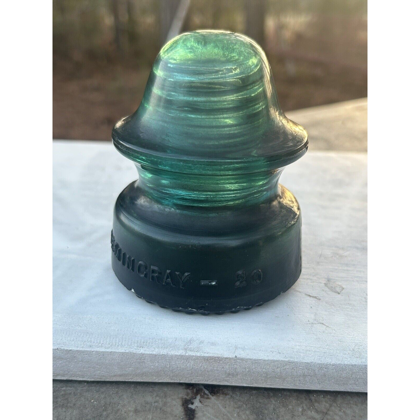Gorgeous Vintage Hemingray No 20 Dark Green Emerald Glass Insulator