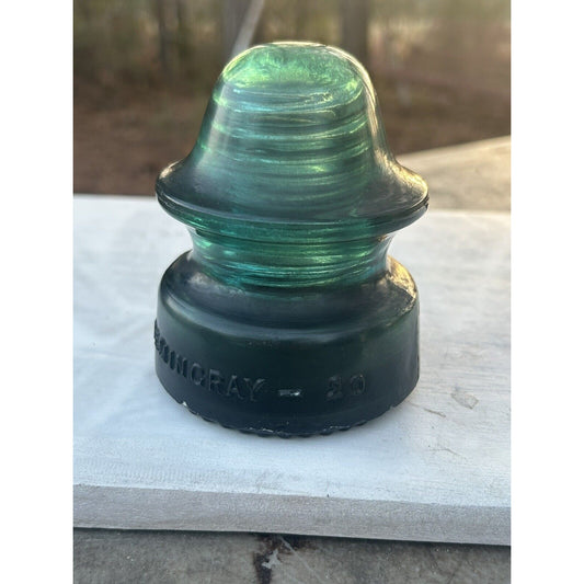 Gorgeous Vintage Hemingray No 20 Dark Green Emerald Glass Insulator