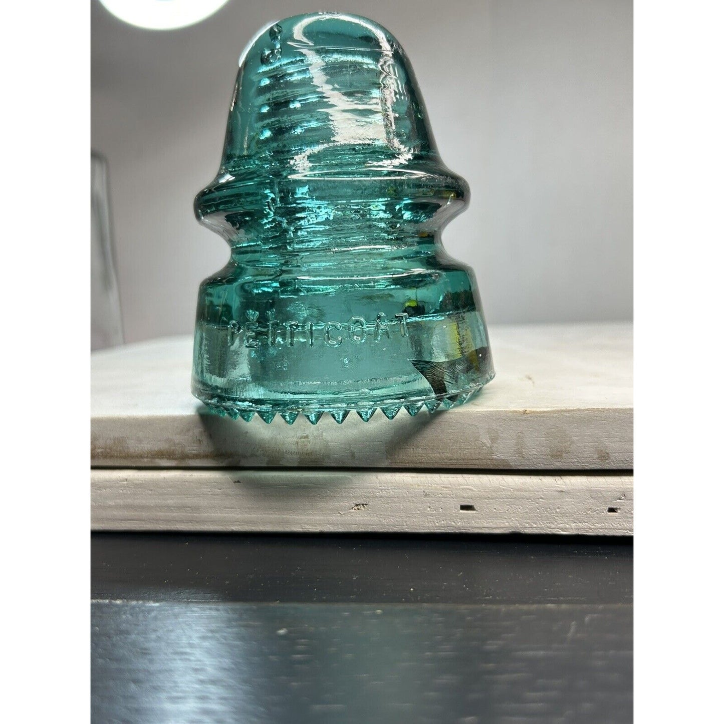 Antique HGCO 1893 petticoat aqua insulator all angles