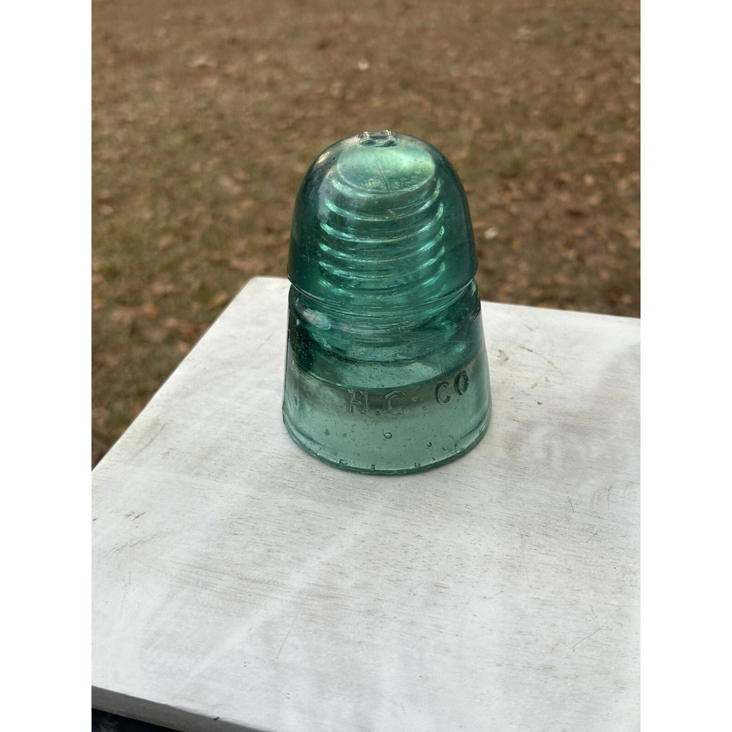 Antique H.C. & Co. Beehive Glass Insulator – EARLY!  Aqua Green Telegraph Line – Early Hemingray Style – Primitive Industrial Decor. Rare