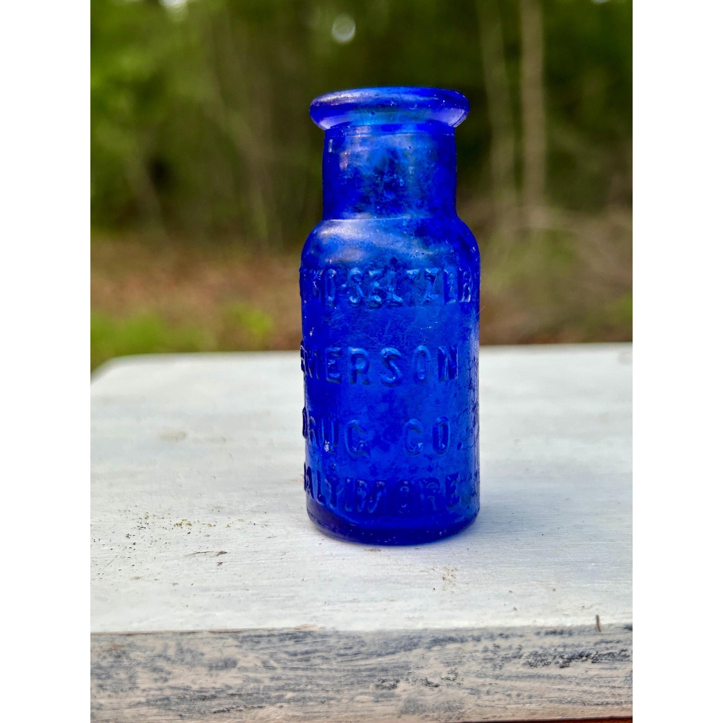 Bromo-Seltzer Bottle Emerson Drug Co Baltimore MD – Cobalt Blue Embossed Apothecary Medicine Bottle
