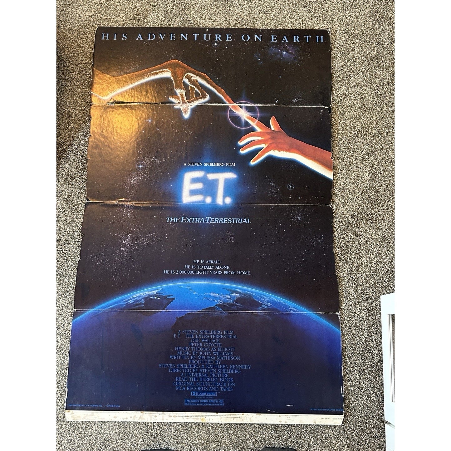Vintage 1982 E.T. The Extra Terrestrial Original Movie Theater Standee Poster