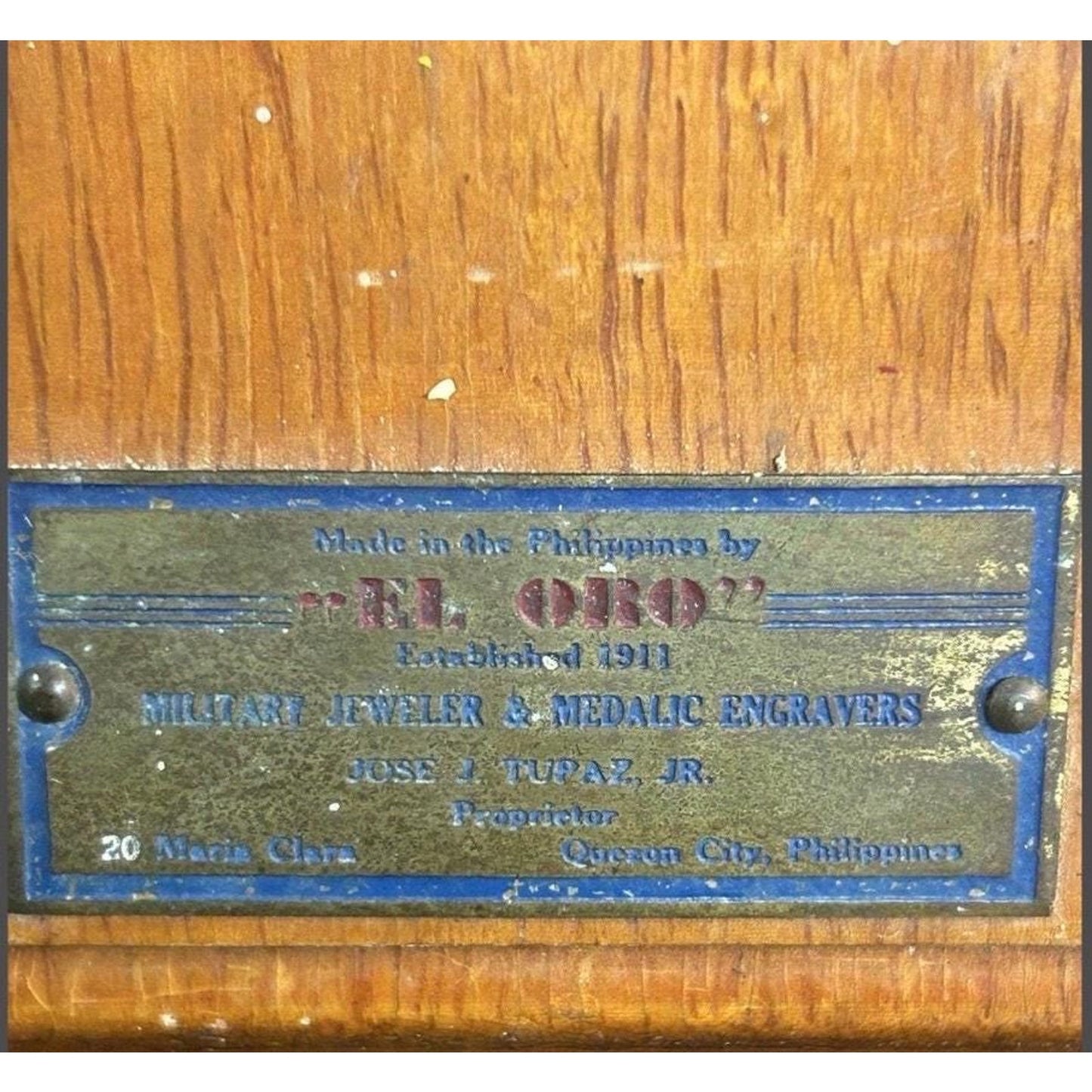 Philippine Nenita Unit Skull & Crossbones Plaque El Oro Military Jeweler Manila Cold War Era Cast Metal. 7th Battalion Combat Team