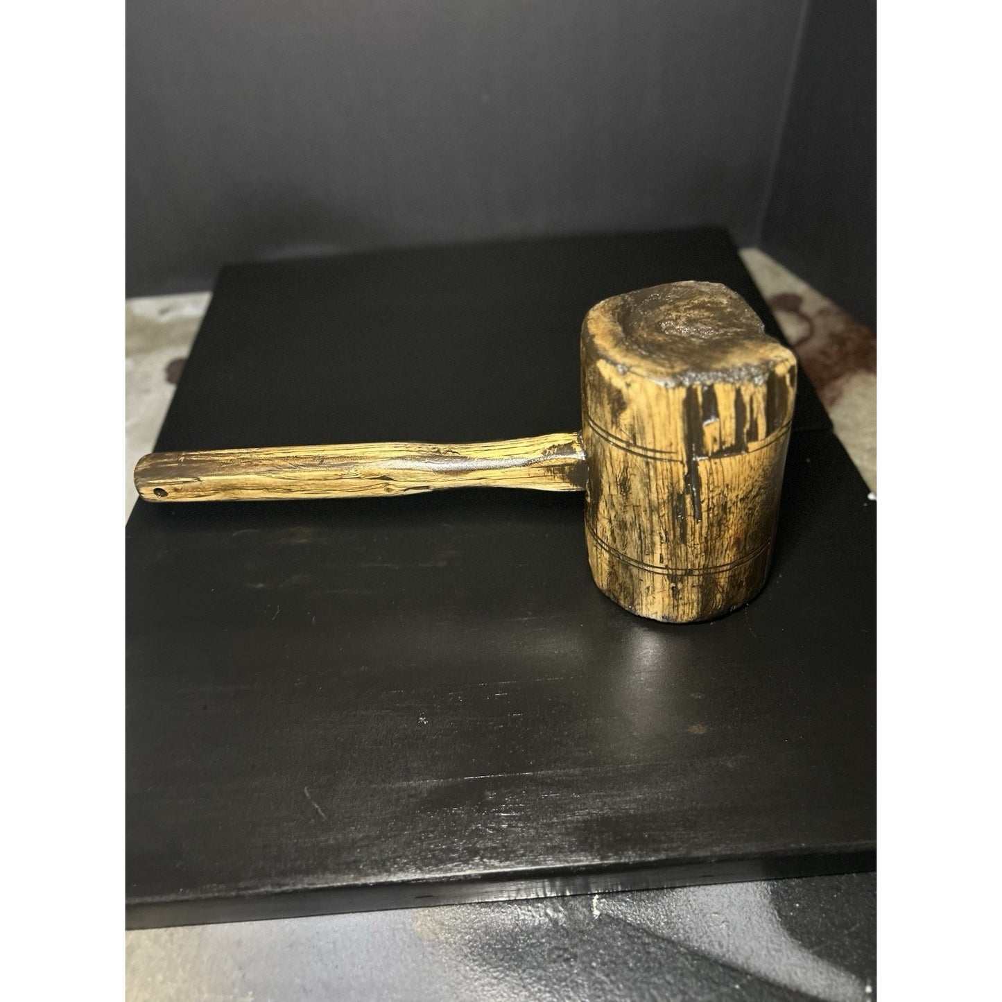 Antique Carpenter's Mallet — Heavily-Used Working Surface — Early 20th Century Joiner's Tool — Rustic Primitive Decor