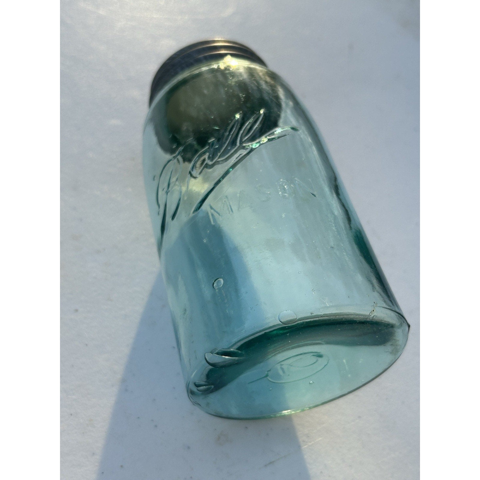 Ball Triple L quart aqua blue jar overall condition vintage