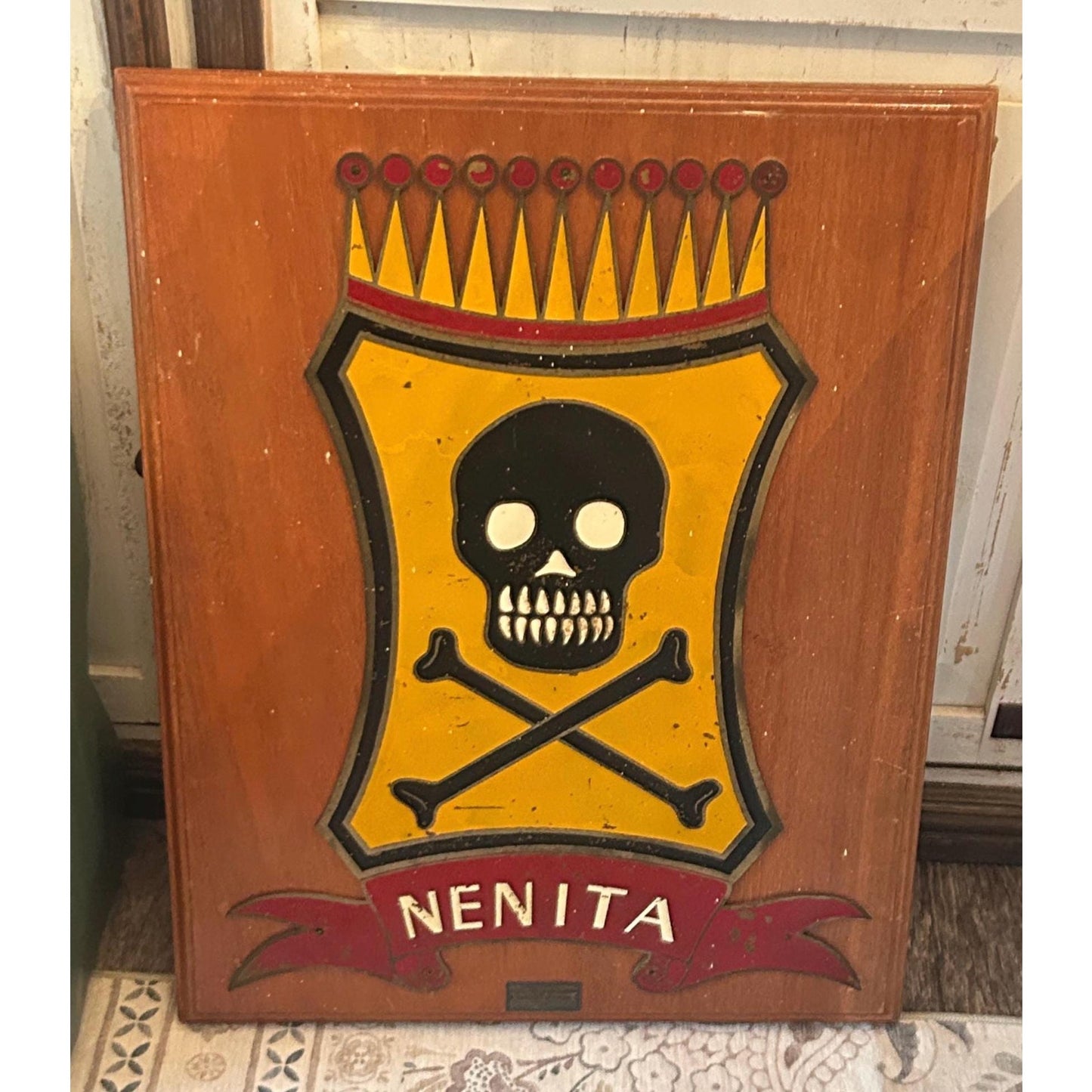 Philippine Nenita Unit Skull & Crossbones Plaque El Oro Military Jeweler Manila Cold War Era Cast Metal. 7th Battalion Combat Team