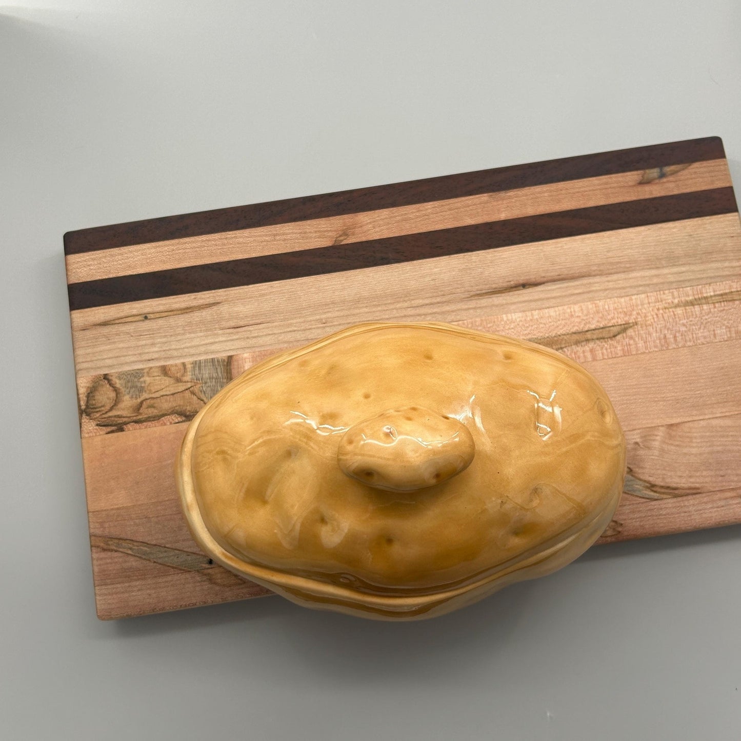 Atlantic Mold Potato Form Covered Dish • Novelty Lidded Potato Container • Studio Pottery Sculptural Ceramic • Signed 1981