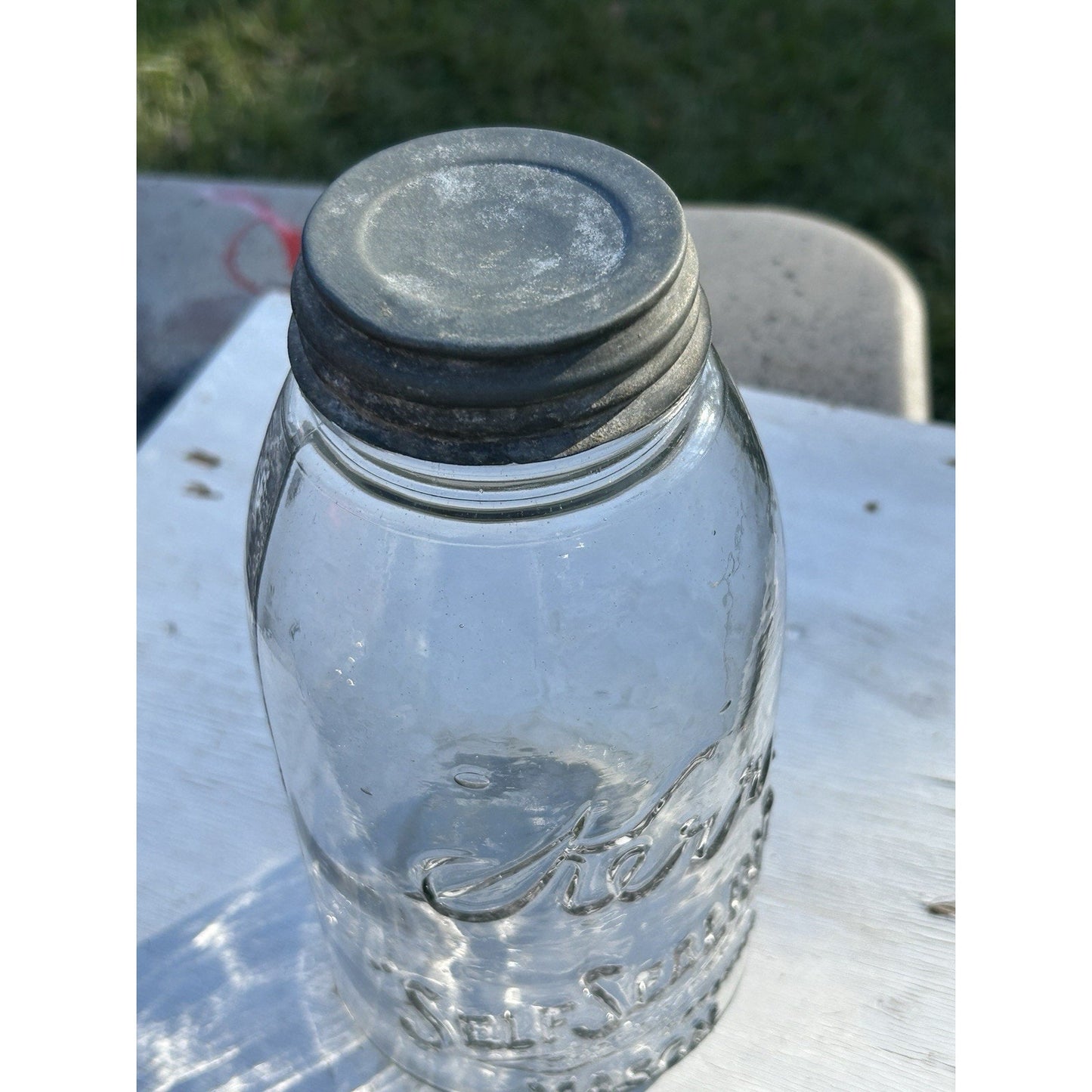 Rare Kerr Mason Jar Sand Springs OK 1915 Patent Seed Bubble Glass Near Mint