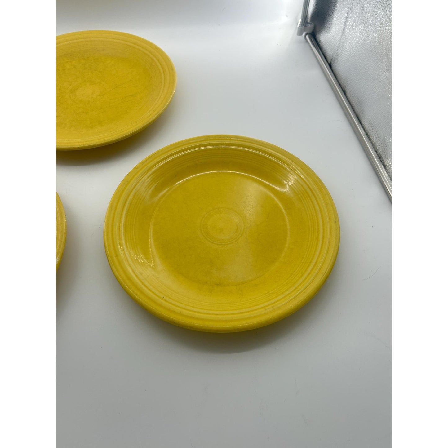 Fiesta Sunflower Yellow Dinner Plates Set • Homer Laughlin Fiesta Ware • Lead Free USA • Yellow Ring Rim Plates • 10.5” Vintage Style