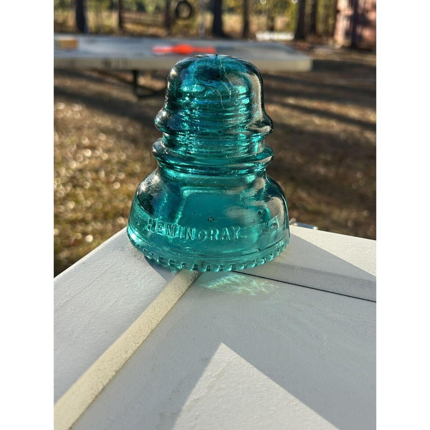 Antique Hemingray No. 40 Hemingray Blue Glass Insulator — Nice Bubbles — CD 145