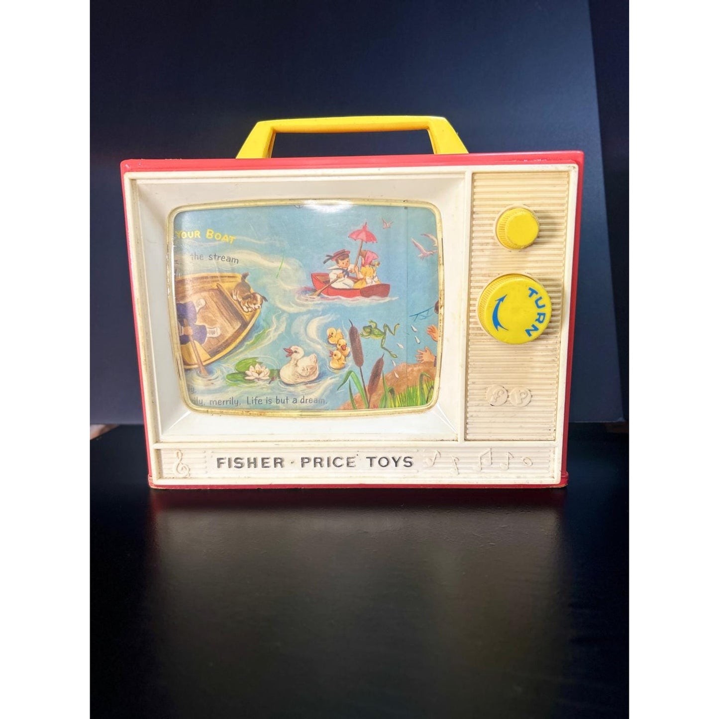 Vintage Fisher-Price Two Tune Music Box TV #114 – London Bridge & Row Row Row Your Boat – Working