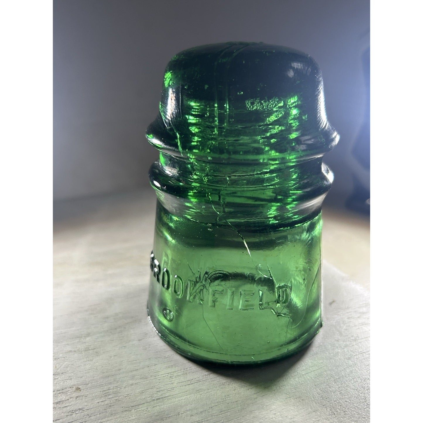 Vintage Deep Emerald Green Brookfield CD 145 Glass Insulator — Rare Color Variant