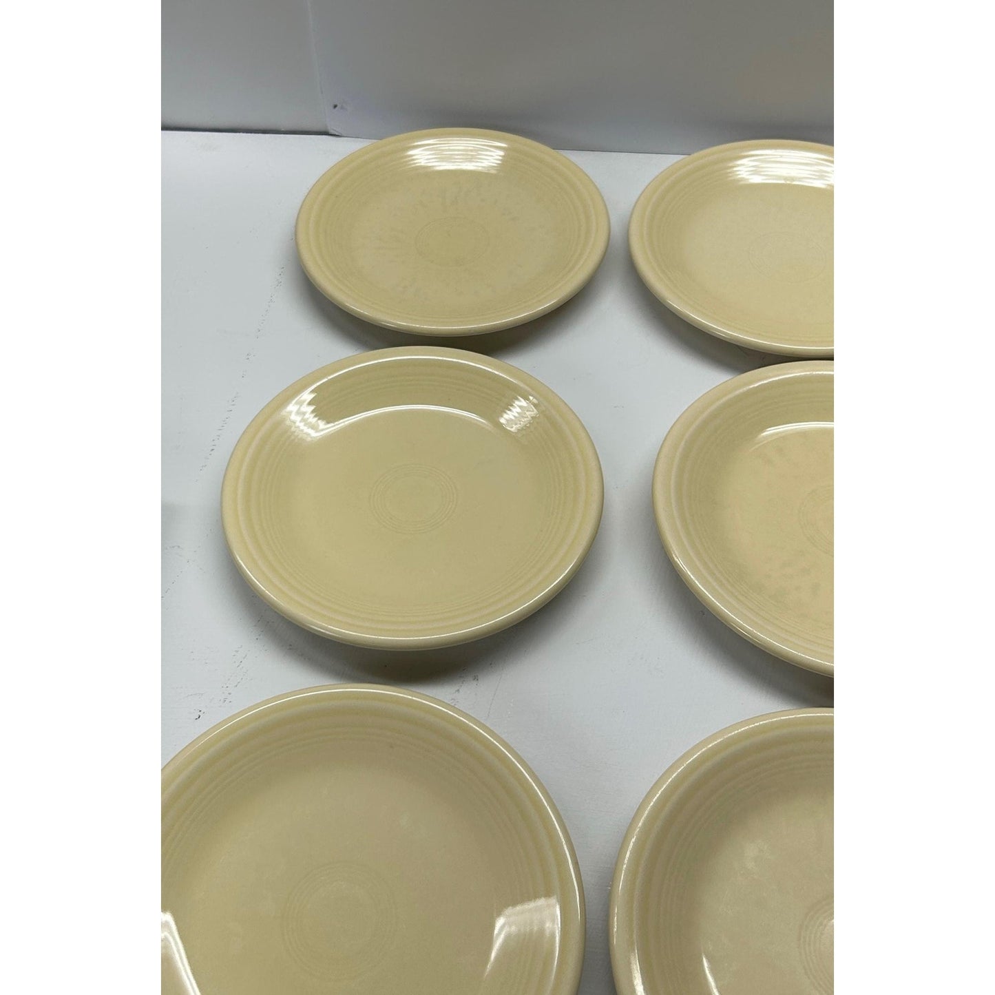 Set of 9 Vintage Fiesta Dinner Plates – Homer Laughlin Fiestaware Yellow Ivory – USA Made Lead-Free – 9”