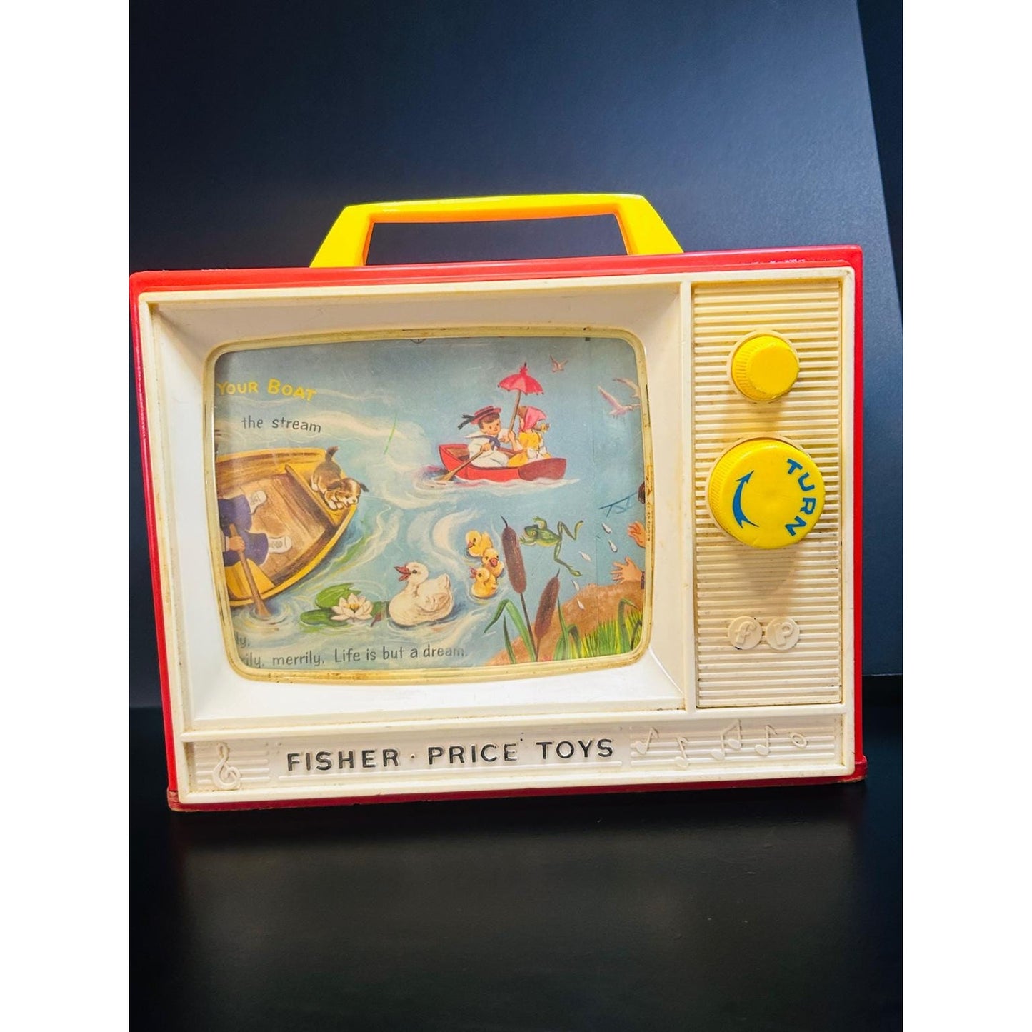 Vintage Fisher-Price Two Tune Music Box TV #114 – London Bridge & Row Row Row Your Boat – Working